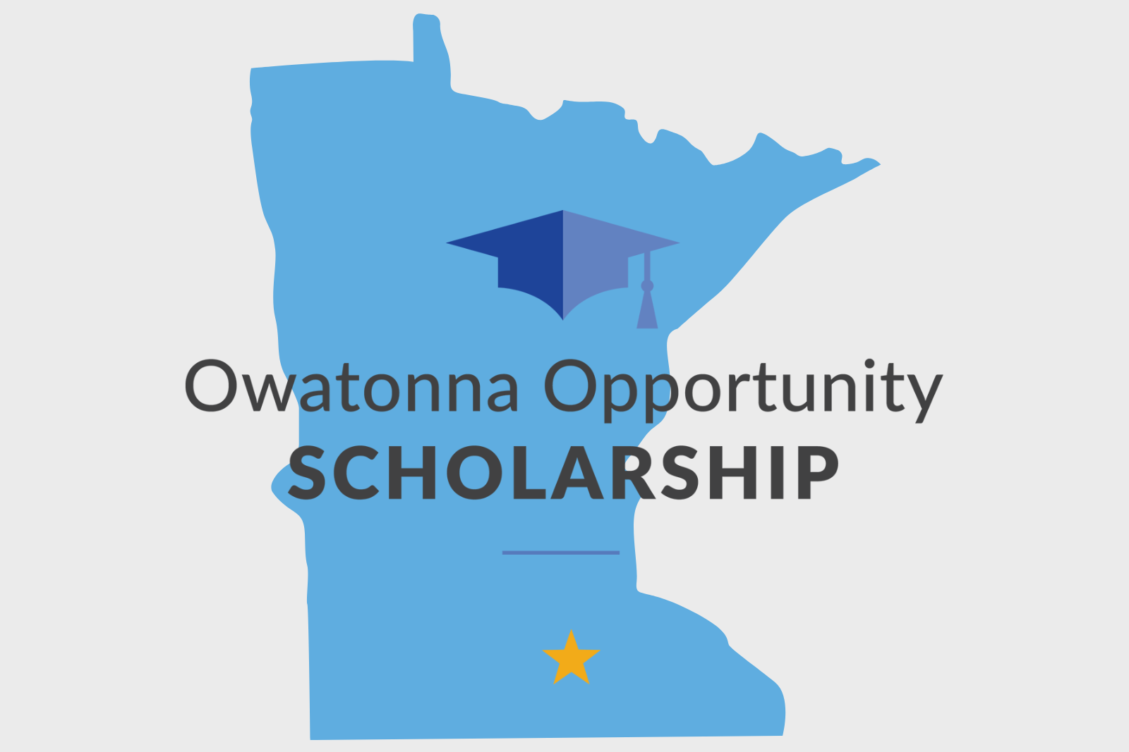 Owatonna Scholarship Logo and Minnesota Map with Star